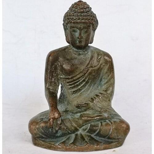 YIZHU CULTUER ART Collection Old Chinese Tibet Bronze Carving Buddha Statue Family Pray Decoration