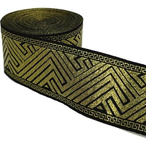 ZERZEEMOOY 2" 5CM 10yard/lot Woven Jacquard Ribbon Gold Geometric Pattern For Curtain And Clothing Belt Lace MZZD19032701