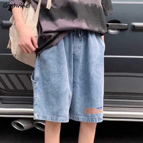 Denim Shorts Women Letter Embroidery Loose Streetwear High Waist Zipper Fly Korean Stylish All-match Trendy Summer Vintage Retro