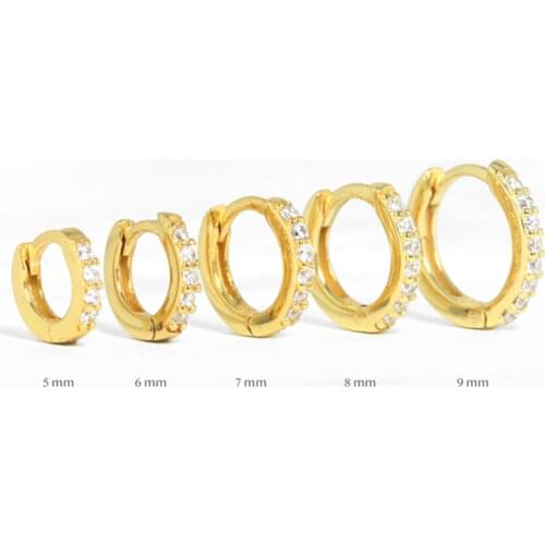 CANNER Real 925 Sterling Silver Earrings For Women Round Micro Inlay Earrings Hoops Zircon Diamond Jewelry Brincos 6 7 8 9mm