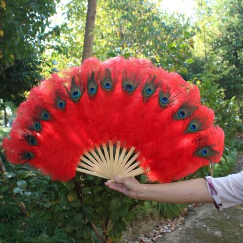 1pcs/lot High Quality Peacock Ostrich Feather Fan DIY Halloween Party Celebration Performance Feathers for Crafts 15 Bone Plume