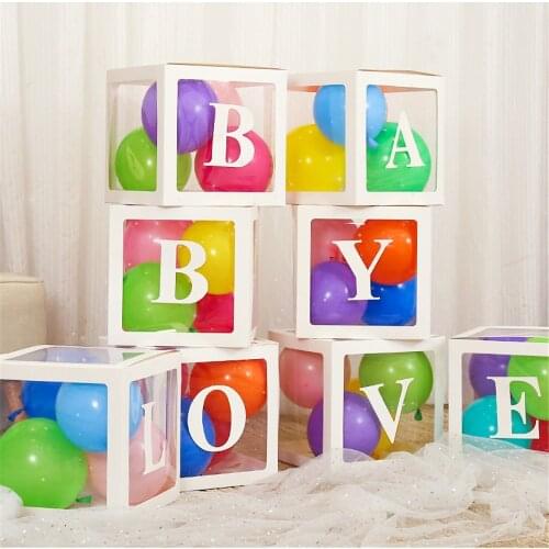1pcs DIY Letter Balloons Transparent Balloon Packing Box Name Box 1st Birthday Party Decorations Wedding Christmas Home Decor