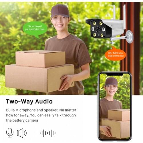 1080P 2-Way Audio Infrared 2MP Wireless WIFI Outdoor Wifi IP66 Waterproof Built-in SD card slot Full Color Day and Night Camera