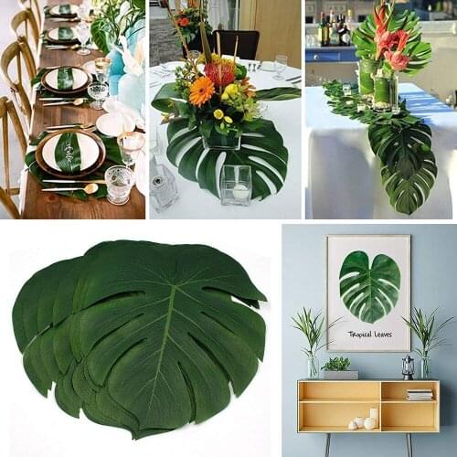 12pcs/lot Tropical Palm Leaves - Faux Palm Leaves place mat for wedding / birthday party / hotel / restuance table decoration