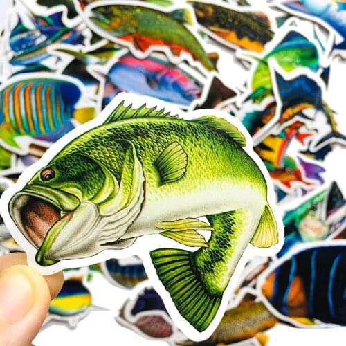 50Pcs Outdoor Fishing Stickers Luggage Skateboard Suitcase Laptop Guitar Waterproof Graffiti Sticker Kids Toy Gift
