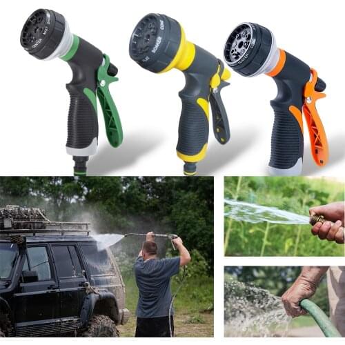 8 Function Multi Pattern Garden Hose Pipe Spray Gun Water Nozzle Soft Grip