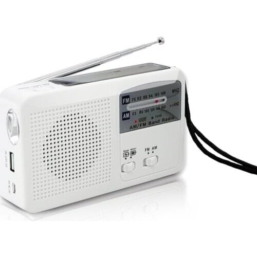 Emergency Radio with Solar and Hand Crank Self Powered, Battery USB Recharging FM/AM Radio LED Flashlight Phone Charger
