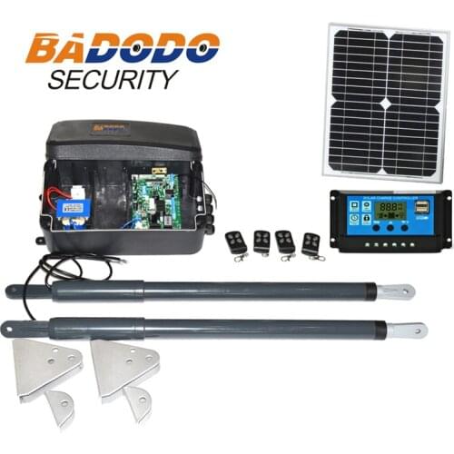Free shipping DC 12V Solar Powered Gate Operator Heavy Duty Swing Gate Opener Motor Kit
