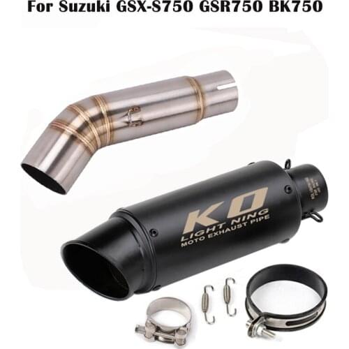 Black Exhaust Escape Tips Muffler Vent Tube Mid Link Pipe Motorcycle System Slip on For Suzuki GSX-S750 GSR750 BK750