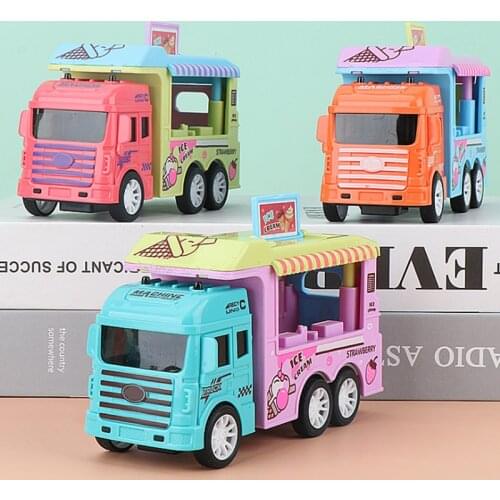 Children Pretend Play Toy Cute Dining Car Ice Cream Burger Dining Car Truck Van Pull Back Car Birthaday Gift for Kids