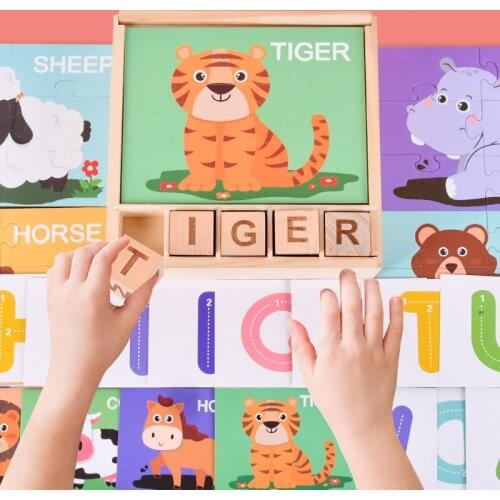 Children Large Alphabet Puzzles English Words Cognitive Spelling Toys