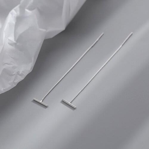 925 Sterling Silver Strip Long Tassel Earrings for Women Box EarLine Wedding Party Jewelry New Arrival