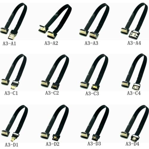 FPV HD Male To Female 90 Degree Adapter FPC Ribbon Flat HDMI-compatible-Cable Pitch 20pin For Multicopter Aerial Photography