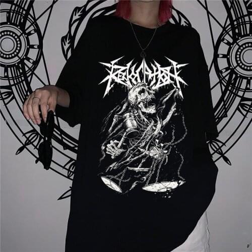 Womens t-shirts korean Black Oversized Tshirt Tops harajuku vintage aesthetic gothic graphic punk dropshipping Hip Hop clothes