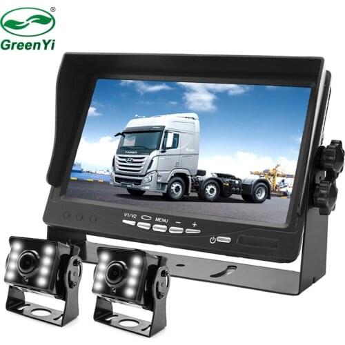 GreenYi High Definition AHD 1280*720 Truck Backup Starlight Night Vision Camera 7 inch Car Reverse Monitor For Truck Bus Vehicle