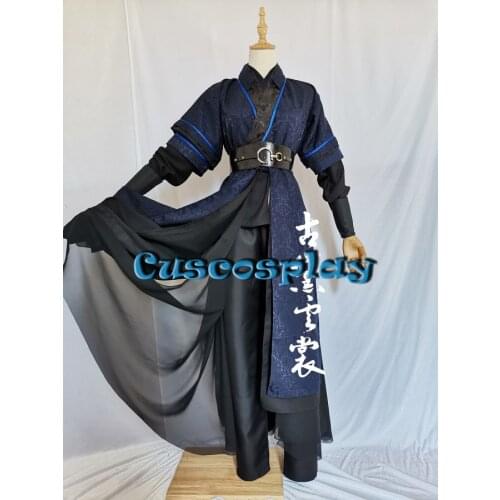Chinese Anime Tian Guan Ci Fu He Xuan Cosplay Costume Xue Yang Black Hanfu Anime Outfit Unisex Men Halloween Costumes Full Set