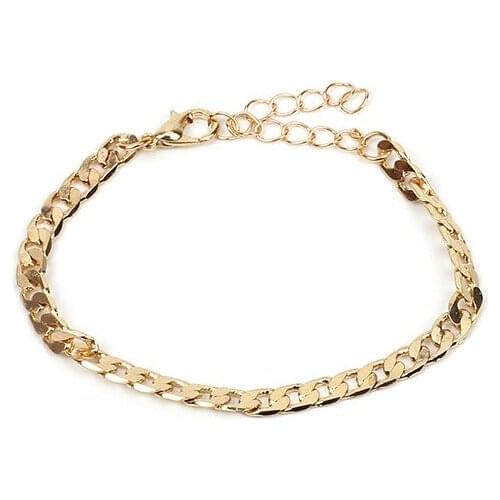 4MM Width Curb Cuban Chain Stainless Steel Anklet Summer Beach Jewelry For Women