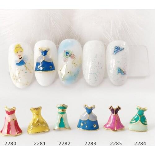 HOT 20pcs 3D alloy Nail art Decoration Princess dress skirt series nail Accessories Japanese retro Manicure Charms