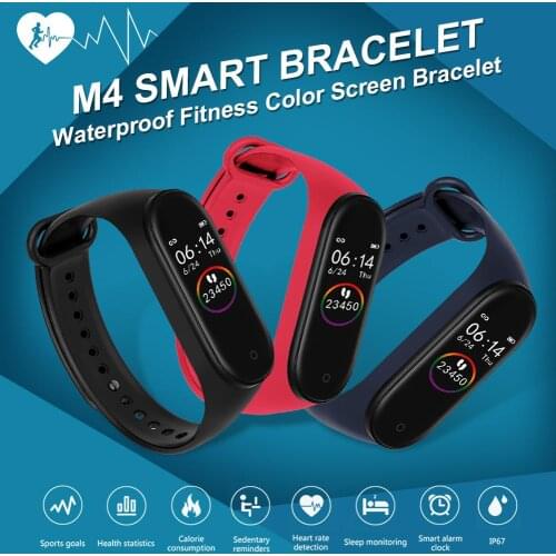 M4 Smart Bracelet Bluetooth Sport Watch Smart Band Color Screen Waterproof Heart Rate Fitness For Android IOS