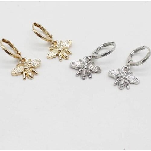 Cute little bee earrings female insect bee ear bone ring and ladies fashion jewelry