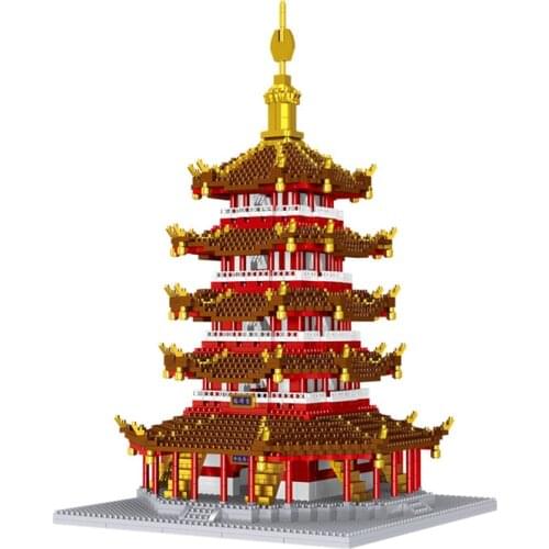 World Architecture Mini Building Blocks Leifeng Pagoda Tower 3D City Model DIY Diamond Bricks Educational Toy for Children Gifts