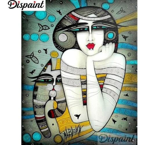 Dispaint Full Square/Round Drill 5D DIY Diamond Painting "Beauty cat" Embroidery Cross Stitch 3D Home Decor A10694