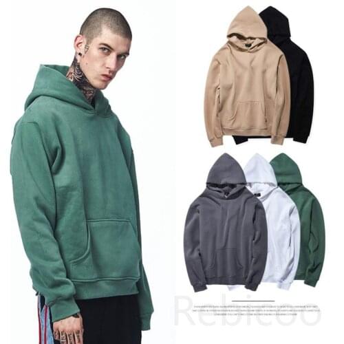New Autumn winter men the trend Simple solid cotton hoody pullover warm hoodie oversize stage hip-hop singer costumes