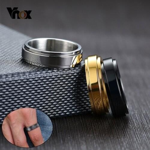 Vnox Free Custom Engrave Spinner Rings for Men Women 6mm Stainless Steel Rotatable Wedding Band Record Name Date Anel Anillos