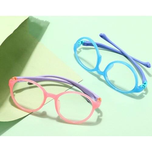 5-11Years Old Anti Blue Light Blocking Glasses Kids Frame Round Glasses Pebax Clear Lens UV400 Computer Children Eyeglasses