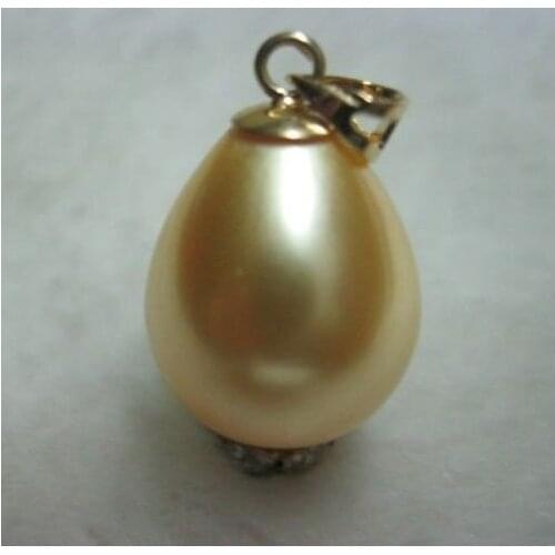 Huge natural AAA 14 x16mm Gold South Sea Shell Pearl Pendant Necklace 14KGP