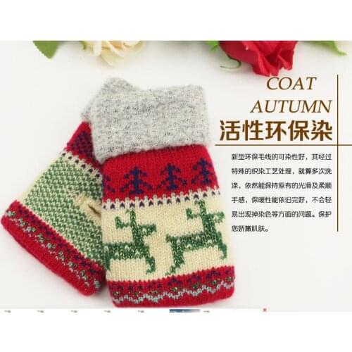 Men Fingerless Gloves Knitted Woolen Plaid Autumn Winter Keep Warm Thicken Half Finger Mittens Boy Guantes Christmas Gift