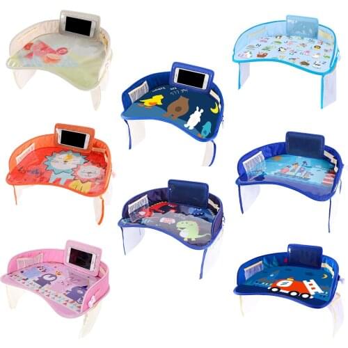Baby Car Fence Tray Plates Portable Waterproof Dining Drink Table For Kids Car Interior Seat Child Cartoon Toy Holder Storage
