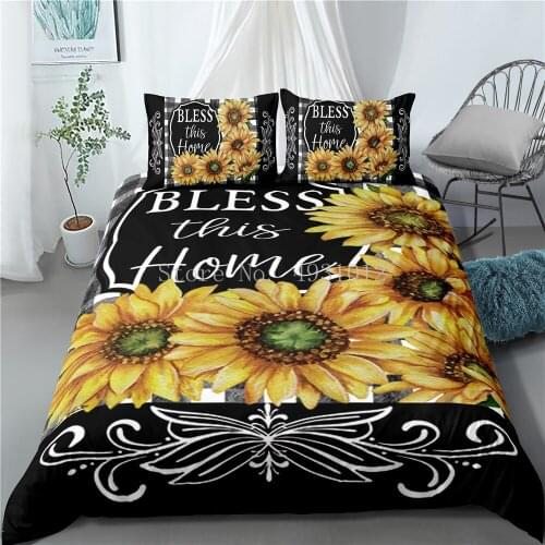 Sunflower Pattern Printed Bedding Set For Bedroom Quilt Cover Duvet Cover Comforter With Pillowcases Home Textiles Decor