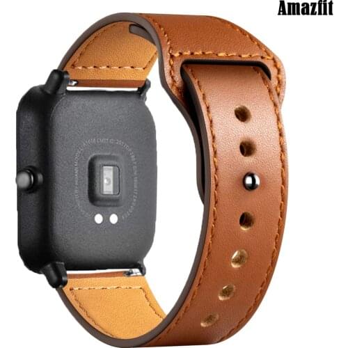 20mm/22mm band For Amazfit GTS/2/2e/GTS2 Mini/GTR 42mm/47mm/GTR2/2e/stratos 3 belt leather Watch Bracelet Amazfit bip/pace strap