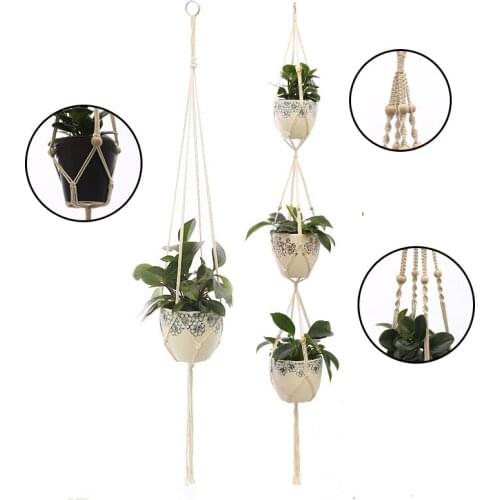 Handmade Cotton Hanging Baskets Hanging Flowerpot Net Plant Hanger Flowerpot Holder Basket Vintage Macrame Plant Hangers