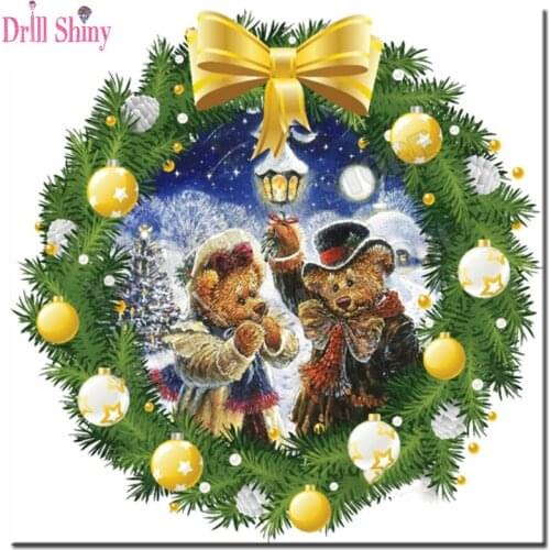 Needlework 5D Diy Diamond Embroidery Christmas Bear Full Square Diamond Painting Cross Stitch kit Mosaic Picture with crystals