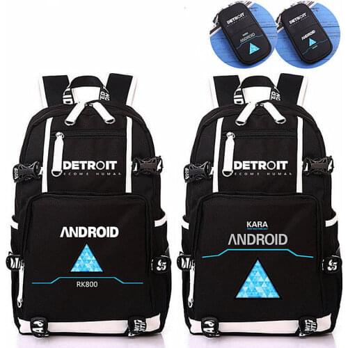 DBH Detroit Become Human Backpack Schoolbag Student Shoulder bag Laptop Black Travel Bag Pencil Case Box Gift Game New