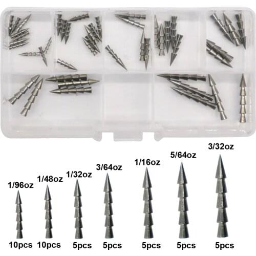 Shaddock 45Pcs/Box Fishing Tungsten Nail Weights Sinker Pagoda Sinker Wacky Bullet Flipping Sinker Worm Insert Fishing Weight