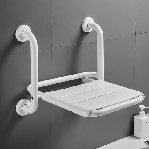 Bathroom folding seat toilet elderly safety non-slip wall-mounted stool disabled barrier-free handrail bathing stool