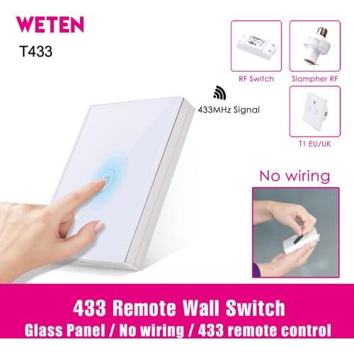 433 Remote Control Glass Wall Touch Switch T433 for Sonoff T1 T2 T3 EU UK US Sonoff 4CH Pro R2 Slampher Sonoff RF