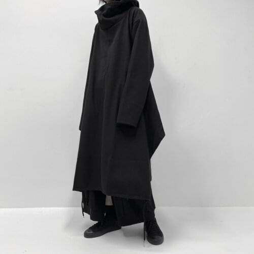 Men Trench Coat Yamamoto Wind Cloak Handsome Design Sense Windbreaker 2021 New Mid-length Men And Women Singer Clothes