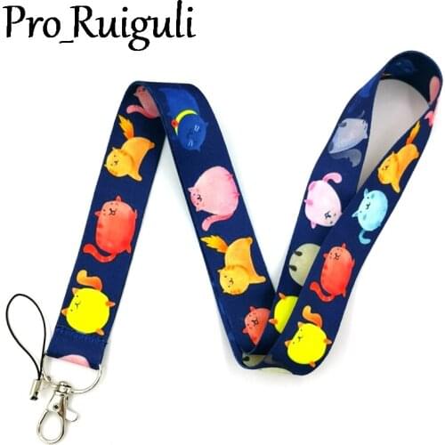 Sphynx animals Colorful Black cat Neck keychain necklace Anime Cartoon Neck Strap Lanyard ID badge holder Keychain Lanyards