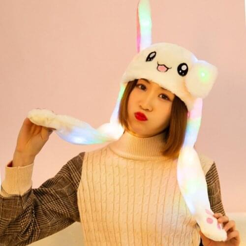 Funny Rabbit Ears Cap Ears Movable Hat Glow Plush Airbag Hats CapsGift For Kids Girls Girlfriend Women Accessories Cap Clever