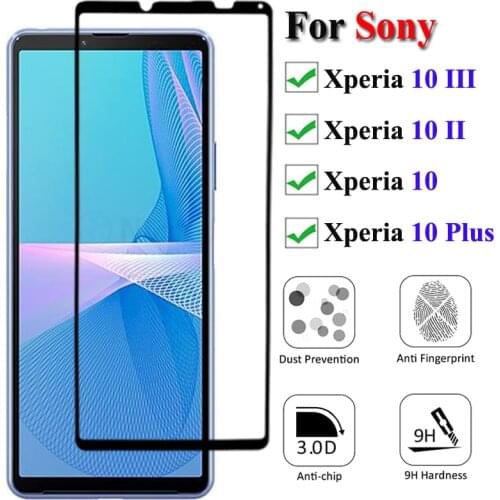Full Cover Screen Protector Tempered Glass For Sony Xperia 10 III Full Glue Protective Glass Film For Sony Xperia 10 II 10 Plus