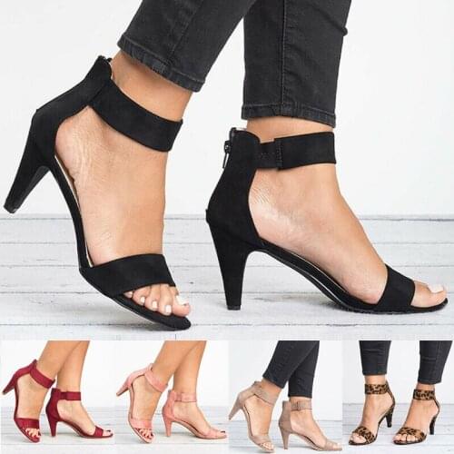 Women Mid Low Blocks High Heels Sandals Ankle Strap Work Open Toe Summer Shoes Party -OPK