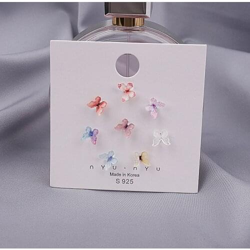 Simple Colorful Fairy Stereo Butterfly Stud Earrings For Women Mini Cute Hypoallergenic Butterflies Earring Party Jewerly