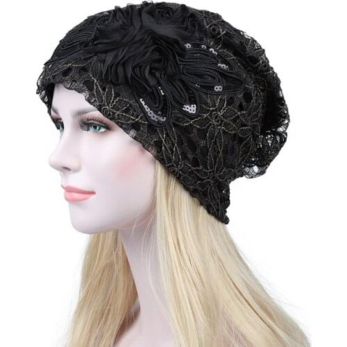 Bonnets For Women Hats Female Autumn Winter Lace Hats Summer Breathable Foral Skullies Beaines Fall Hats For Women Fashion