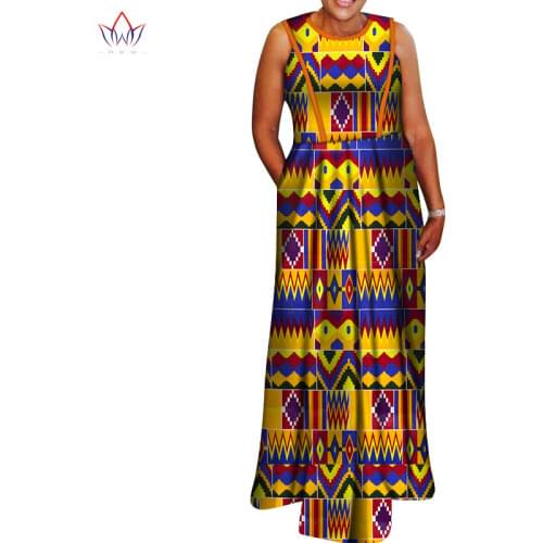 BRW African Dresses for Women Sleeveless Patchwork Long Dresses Riche Africa Woman Dress Print Mermaid Party Clothing WY7542