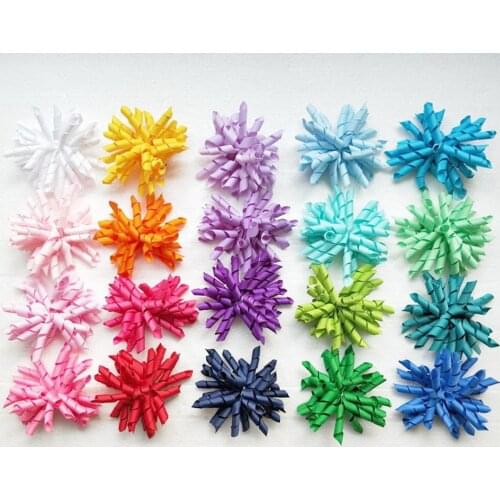 Curly Ribbon Tassel Loop Korker Ponytail Holders Streamer Corker for Women Girl hair Accessories Bow Clip Flower Bobbles 1pair