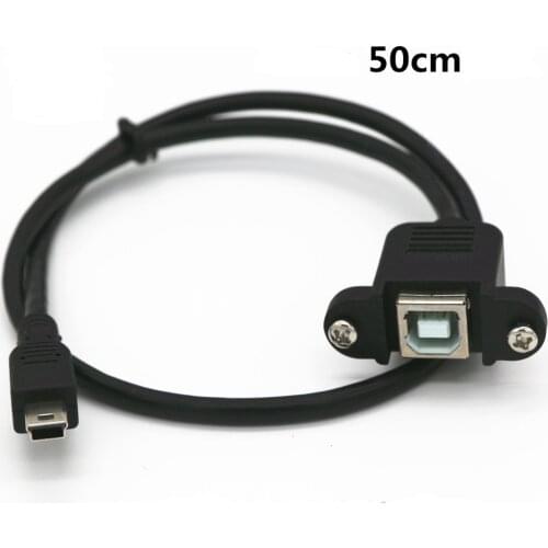 10 pcs/lot High Quality 50cm USB 2.0 B Female socket Printer Panel Mount to mini USB 5 pin male cable
